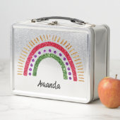 Glitter Regenboog Lunchbox - Gepersonaliseerde Naa (In situ)