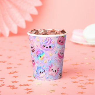 Glitter Regenboog Squishy Meisje Verjaardagsfeestj Papieren Bekers