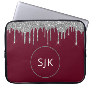 Glitter reguleert de Bourgogne Silver Girly Laptop Sleeve