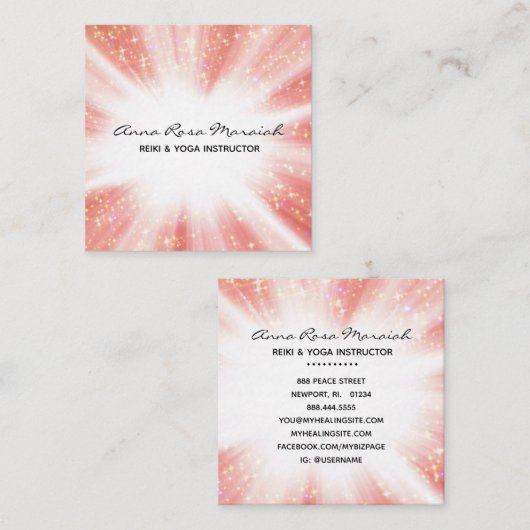 *~* Glitter Reiki Energy Healing Rays Light Worker Vierkante Visitekaartje (Voorkant / Achterkant)