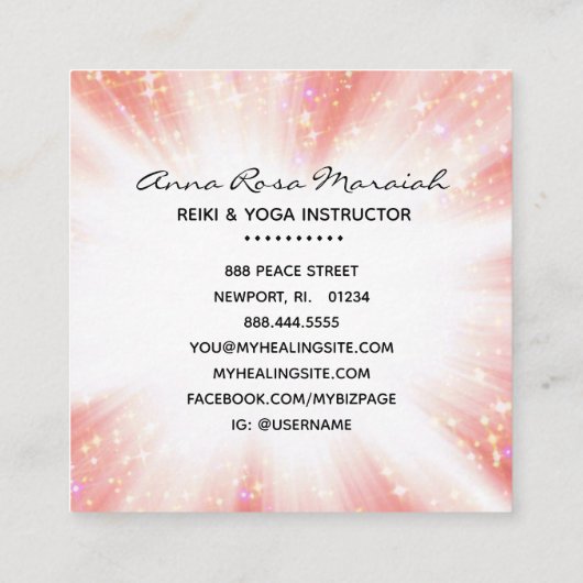 *~* Glitter Reiki Energy Healing Rays Light Worker Vierkante Visitekaartje (Achterkant)