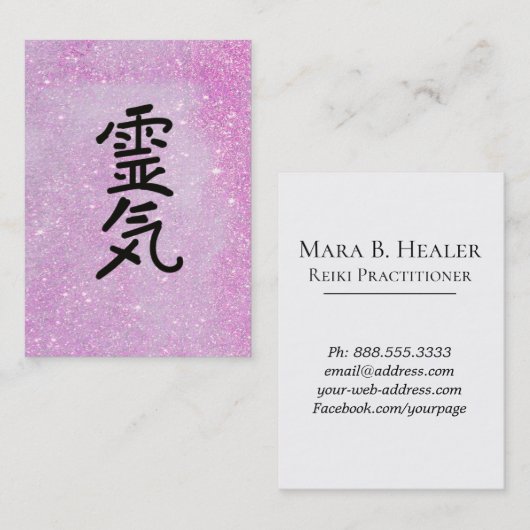 ** Glitter Reiki Master Practitioner Symbool Visitekaartje (Voorkant / Achterkant)