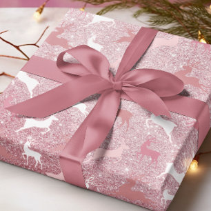 Glitter Reindeer Kerstpatroon Cadeaupapier