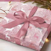 Glitter Reindeer Kerstpatroon Cadeaupapier