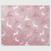 Glitter Reindeer Kerstpatroon Cadeaupapier (Vlak)