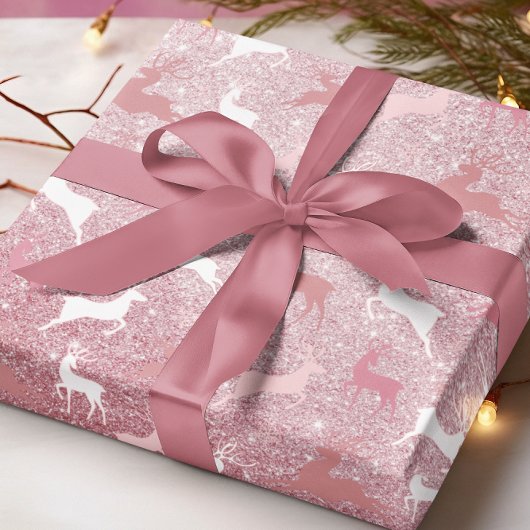 Glitter Rendier Kerstpatroon Cadeaupapier