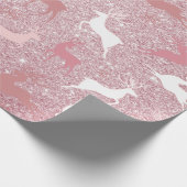 Glitter Rendier Kerstpatroon Cadeaupapier (Hoek)
