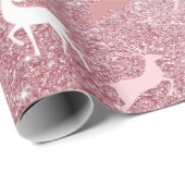 Glitter Rendier Kerstpatroon Cadeaupapier (Rol Hoek)
