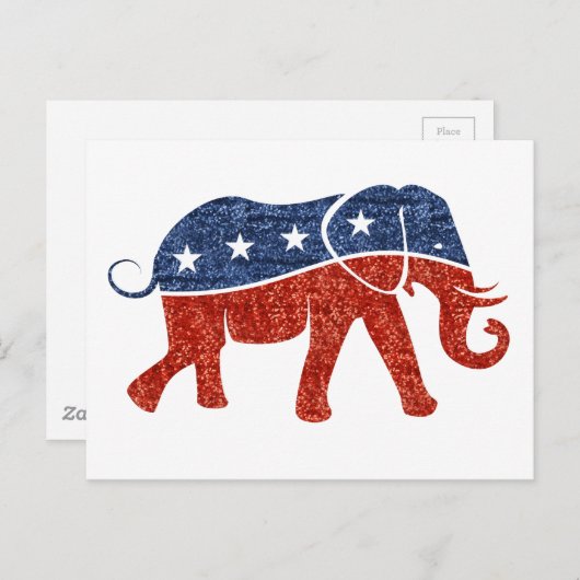 glitter - republikeinse olifant briefkaart (Voorkant / Achterkant)
