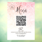 *~* Glitter Restaurant Menu QR LOGO Raamsticker (Vel 3)