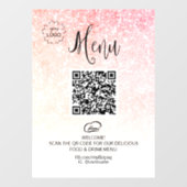 *~* Glitter Restaurant Menu QR LOGO Raamsticker (Vel)