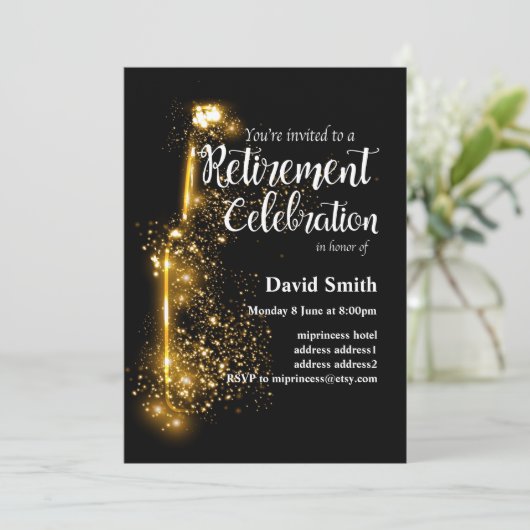 Glitter Retirement Celebration uitnodiging (Staand voorkant)