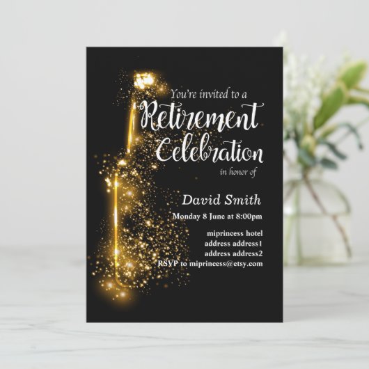 Glitter Retirement Celebration uitnodiging (Staand voorkant)