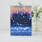 Glitter rijdt rond de Birthday Party Blue Navy Kaart (Staand voorkant)