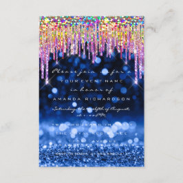 Glitter rijdt rond de Birthday Party Blue Navy Kaart