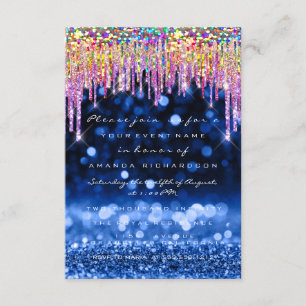 Glitter rijdt rond de Birthday Party Blue Navy Kaart