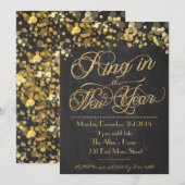 Glitter Ring in de Nieuwe Jaren EVE Uitnodiging (Voorkant / Achterkant)