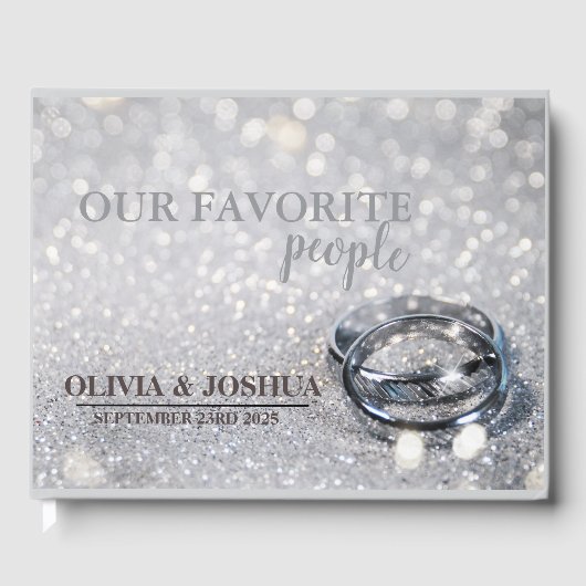 Glitter Rings Guestbook | Luxe Bruiloften Gastenboek (Voorkant)