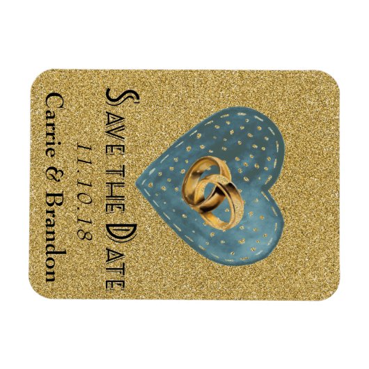 Glitter Rings & Heart Opslagdatum Magnet Magneet (Horizontaal)