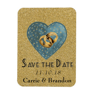 Glitter Rings & Heart Opslagdatum Magnet Magneet