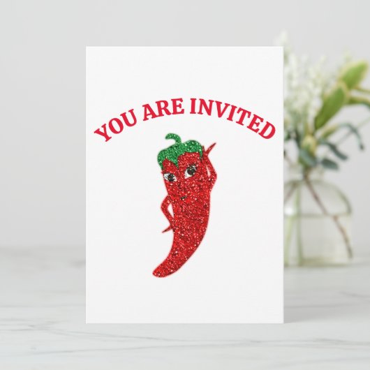 Glitter Rode Hete Pepper Diva Kaart (Staand voorkant)