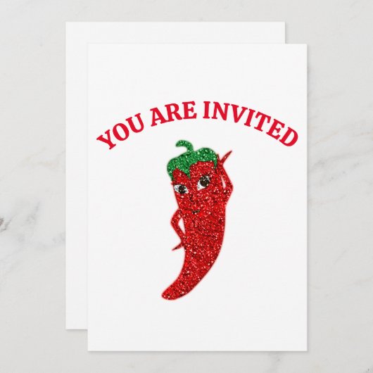 Glitter Rode Hete Pepper Diva Kaart (Voorkant / Achterkant)