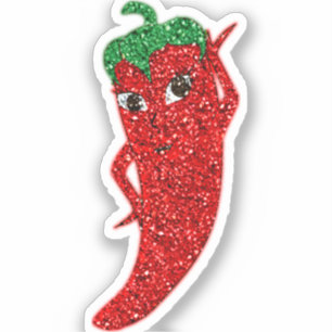 Glitter Rode Hete Pepper Diva Sticker