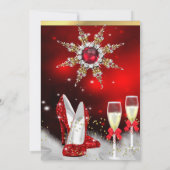 Glitter Rode Hoge Hakken Zilver Goud Champagne Kaart (Achterkant)