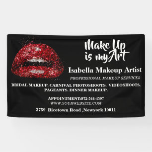 Glitter Rode Lippen Make-up Artiest Bedrijf Spandoek