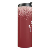 Glitter Rode Monogram Initiaal Naam Thermosbeker (Gedraaid links)