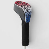 Glitter Rood Wit Blauw Luipaardprint Persoonlijk Golfheadcover (Schuin)