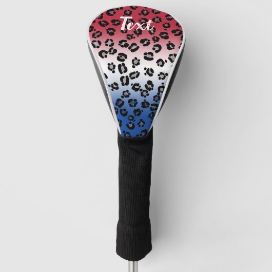 Glitter Rood Wit Blauw Luipaardprint Persoonlijk Golfheadcover (Voorkant)