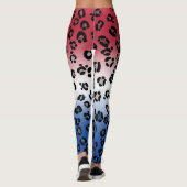 Glitter Rood Wit Blauwe Luipaardprint Leggings (Achterkant)