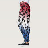 Glitter Rood Wit Blauwe Luipaardprint Leggings (Links)