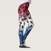 Glitter Rood Wit Blauwe Luipaardprint Leggings (Rechts)