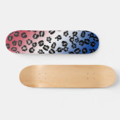 Glitter rood wit en blauw luipaardprint persoonlijk skateboard (Horizontaal)