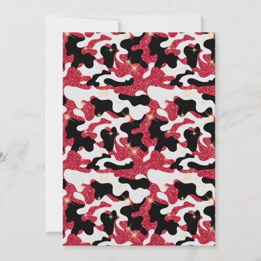 Glitter Rood Wit Zwart Camouflage Kaart (Voorkant)