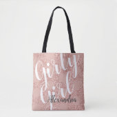 Glitter Roos Blush Girly Girl Polka Dot Tote Bag (Voorkant)