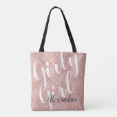 Glitter Roos Blush Girly Girl Polka Dot Tote Bag (Achterkant)