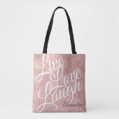 Glitter Roos Blush Polka Dot Live Love Lach Tote Bag (Voorkant)