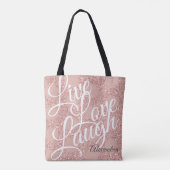 Glitter Roos Blush Polka Dot Live Love Lach Tote Bag (Achterkant)