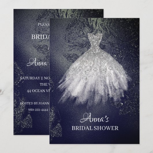 *~* Glitter Roos Bridal Dress Bridal Gown Shower Kaart (Voorkant / Achterkant)