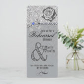 Glitter, Roos, diamanten en borstelrepetitie Kaart (Staand voorkant)