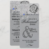 Glitter, Roos, diamanten en borstelrepetitie Kaart (Voorkant / Achterkant)