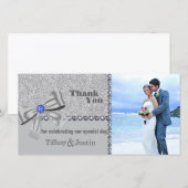 Glitter, Roos, diamanten en Bow - Fotokaart Bedankkaart (Voorkant / Achterkant)