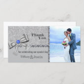 Glitter, Roos, Diamanten & Strik Bedankt Fotokaart (Voorkant / Achterkant)