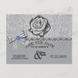 Glitter, Roos, Diamanten & Strik Save the Date Kaa Aankondigingskaart