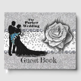 Glitter, Roos Diamonds en Bow Wedding Guest Book Gastenboek