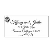 Glitter, Roos Diamonds en Bow Wedding Rubber Stamp Zelfinktende Stempel (Design)