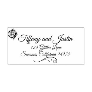 Glitter, Roos Diamonds en Bow Wedding Rubber Stamp Zelfinktende Stempel